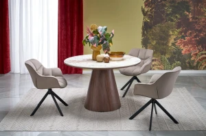 Стіл обідній ARANI HALMAR бежевий мармур/горіх Стіл обідній ARANI HALMAR бежевий мармур/горіх