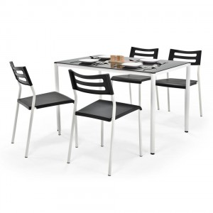 Комплект обеденный HALMAR стол и стулья FIGARO (черный)