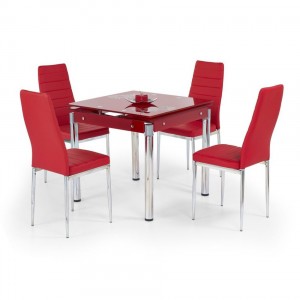 Комплект обеденный HALMAR стол KENT и стулья K-70C (красный)