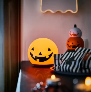 Настільна декоративна LED лампа KUSTFYR IKEA гарбуз помаранчевий