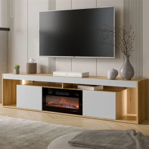 Тумба RTV с электрокамином 200 EF Flore Cama дуб тайга/серый